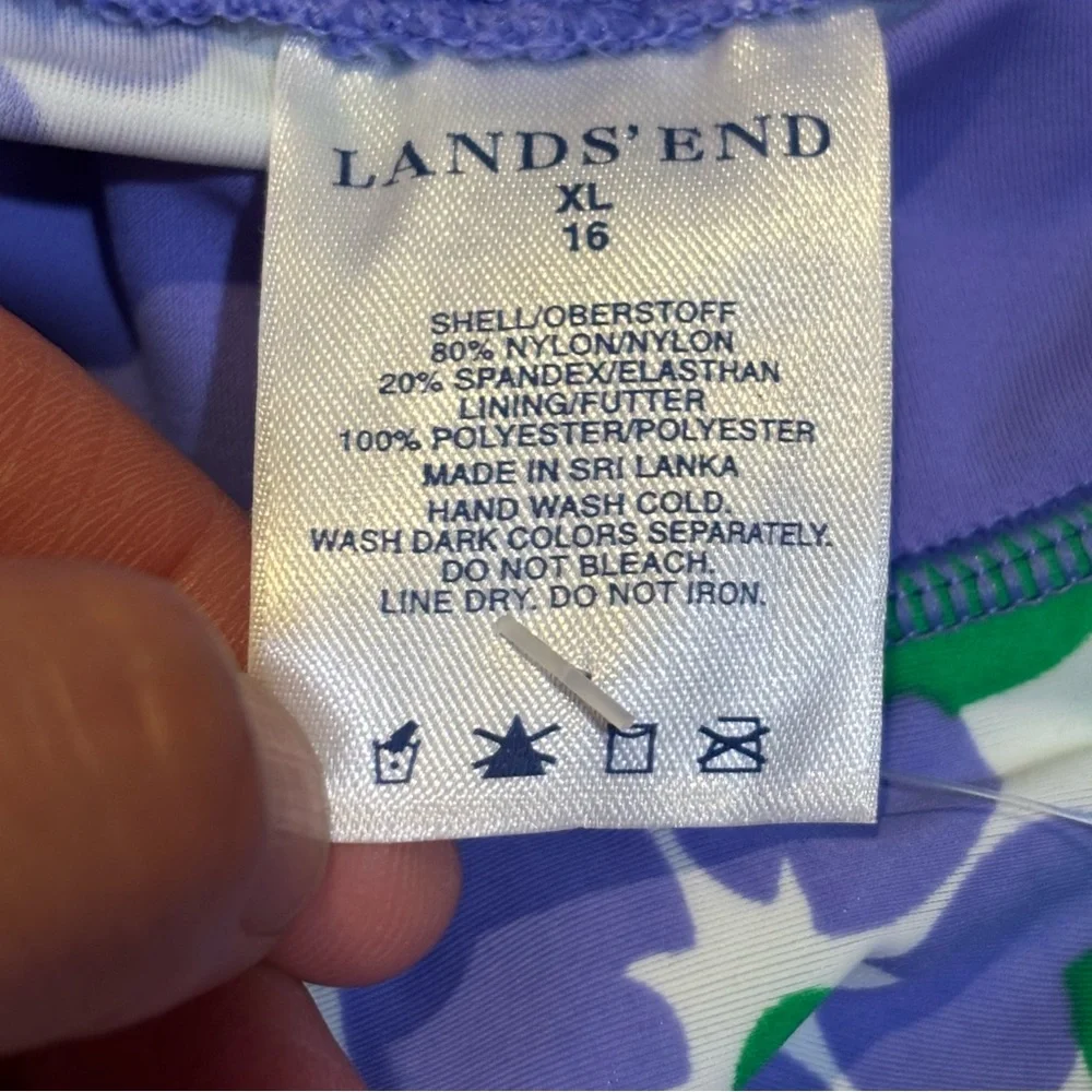 NWT Lands End 2 piece rash guard top and cropped pants set girls Sz 16